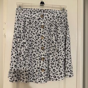 Elodie Black and White Floral Mini Skirt